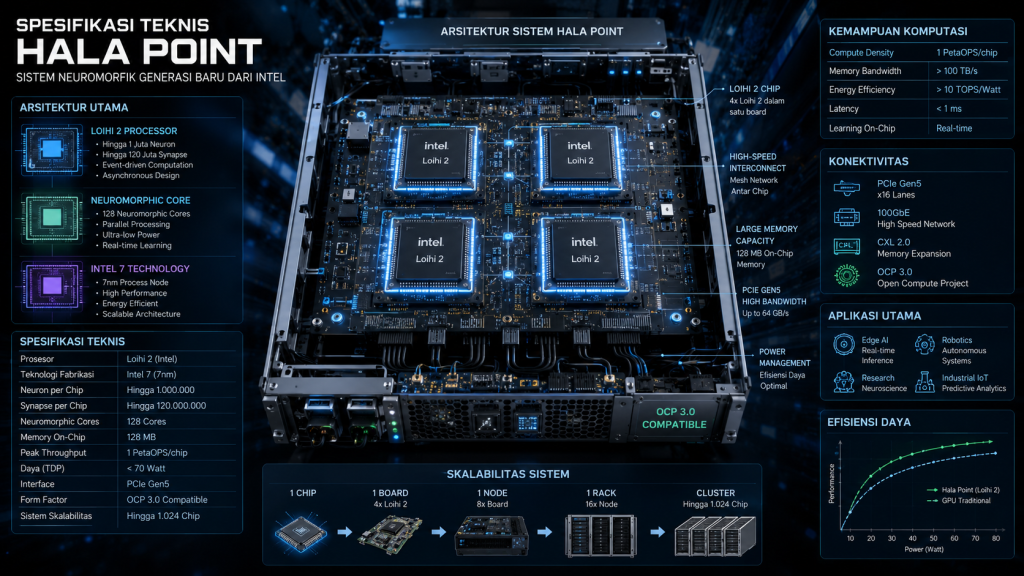 Intel Hala Point 2026: 1,15 Miliar Neuron, 100x Lebih Hemat dari GPU Manapun