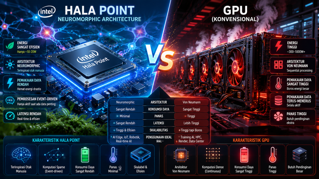 Intel Hala Point 2026: 1,15 Miliar Neuron, 100x Lebih Hemat dari GPU Manapun