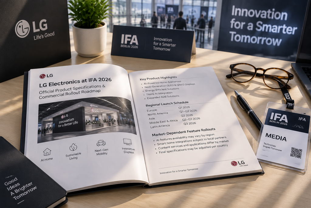 Resmi, LG Pamer 7 Inovasi AI di IFA 2026, Kulkas SIGNATURE Kini Bisa Diajak Ngobrol 7 Lembar fakta resmi pameran LG IFA 2026 dan kartu pers media mengenai jadwal rilis global produk rumah tangga AI.